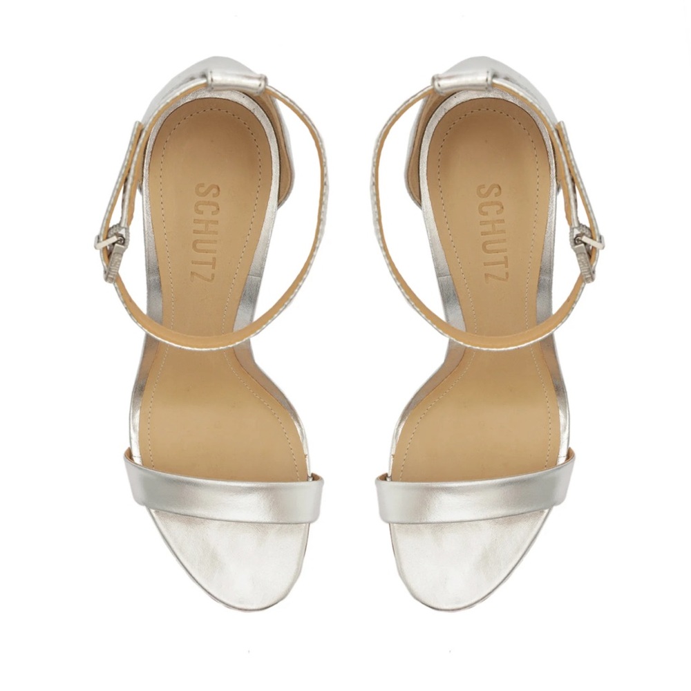 Schutz Cadey Lee Block Metallic Leather Sandals